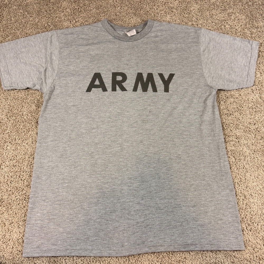 UNICOR IPFU Army PT Shirt Mens Large Gray Good Short Sleeve Polyester Graphic